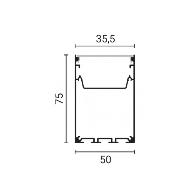 Profilé Aluminium 2m pour Réglette LED Suspendue sur Mesure Corps Noir Diffuseur Blanc
