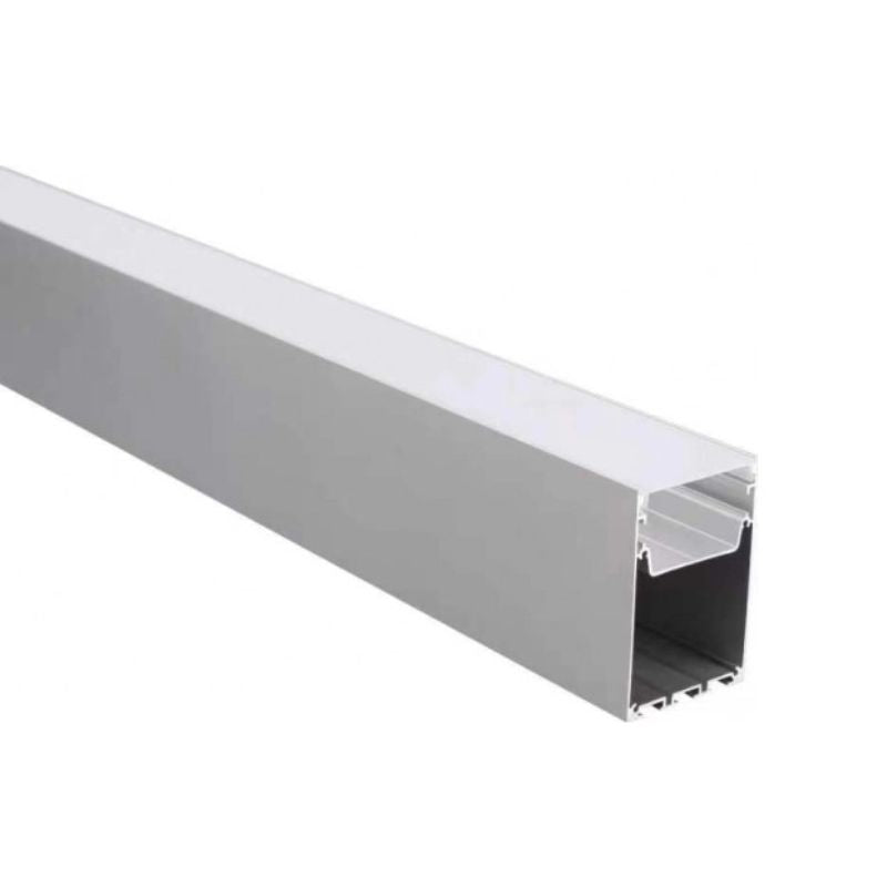Profilé Aluminium 2m pour Réglette LED Suspendue sur Mesure Corps Blanc Diffuseur Blanc