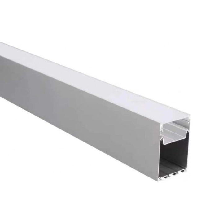 Profilé Aluminium 2m pour Réglette LED Suspendue sur Mesure Corps Blanc Diffuseur Blanc