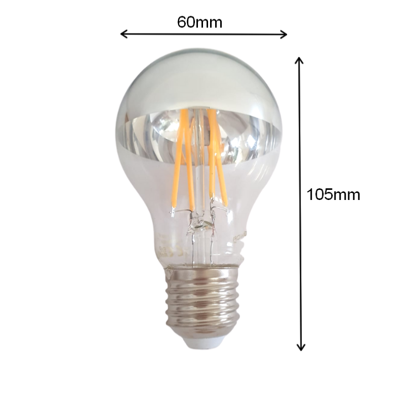 Ampoule E27 LED Filament 7W A60 Reflet Argent