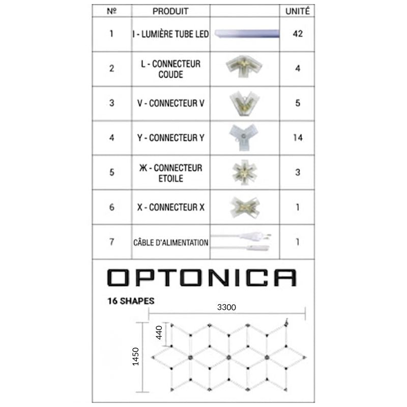 Kit 16 LED 294W - Forme Étoile