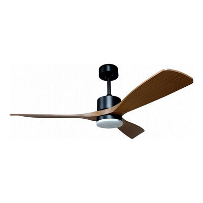 Ventilateur de Plafond LED 18W CCT Noir et Bois avec Télécommande Ø122cm