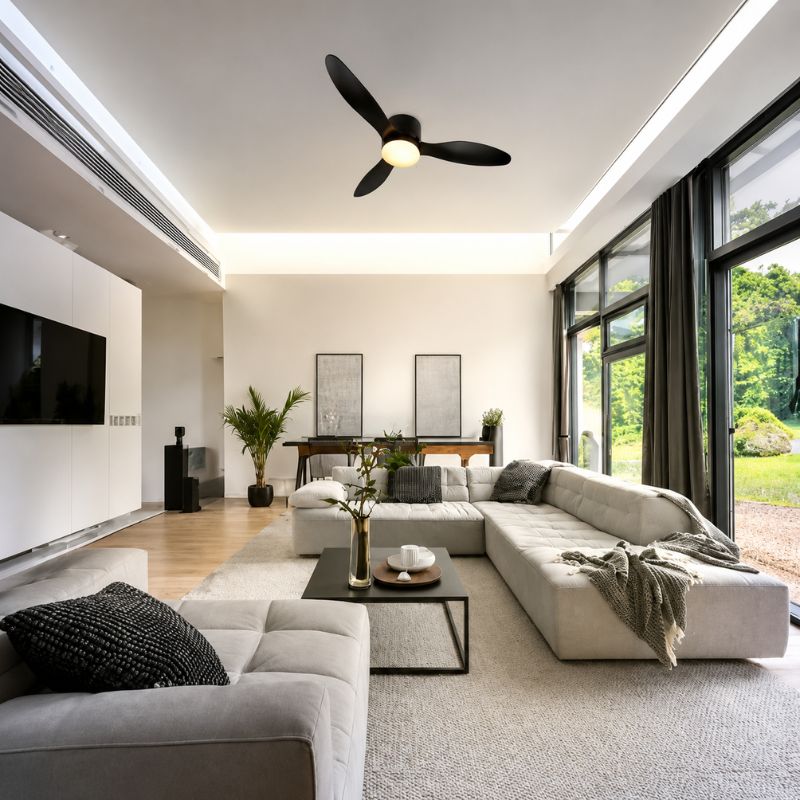 Ventilateur de Plafond LED 18W CCT Noir avec Télécommande Ø107cm