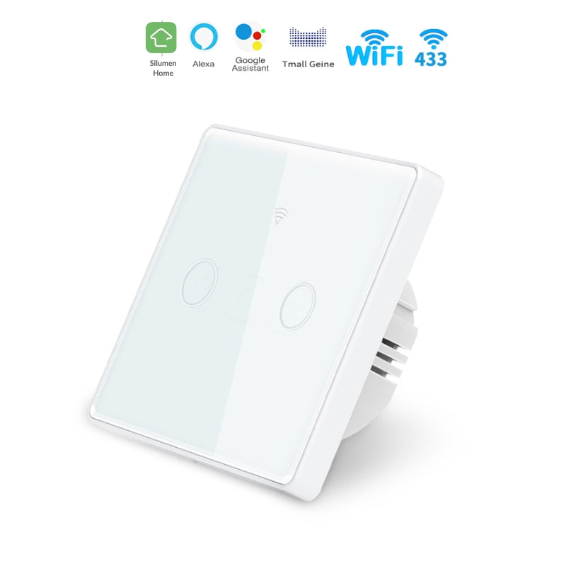 Interrupteur Mural Double Connecté Wifi Tactile BLANC - Silumen Home