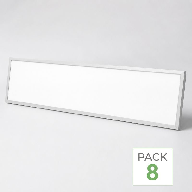 Pack de 8 - Panneau LED Backlit CCT 120x30cm 28W UGR<19 140lm/W Cadre Blanc - 3000K/4000K/6000K