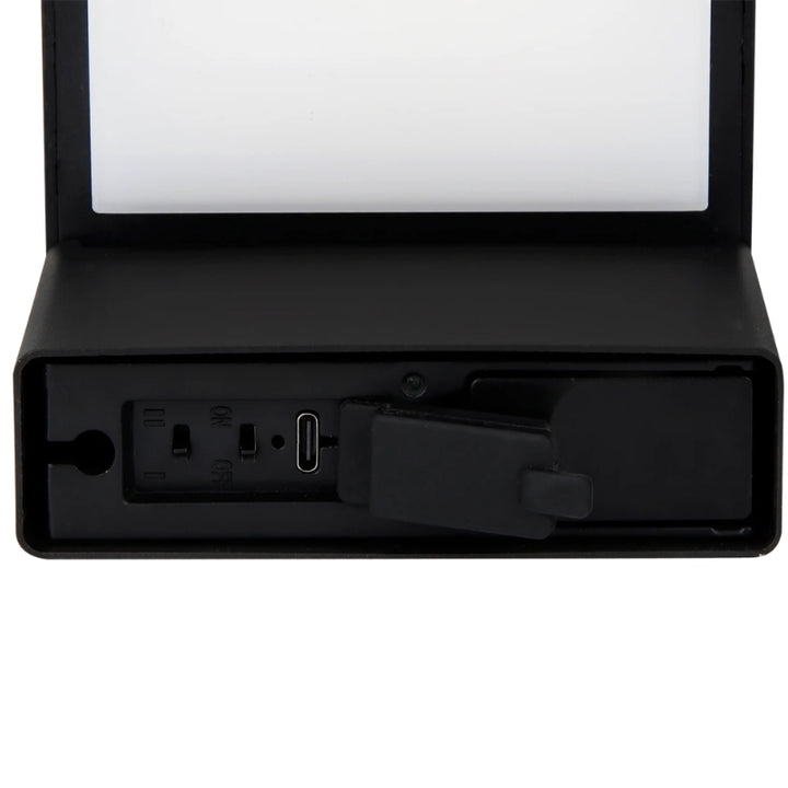 Applique Murale Solaire 220lm USB-C Carré IP54 Noir