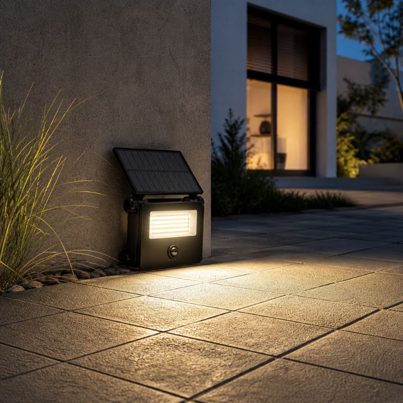 Projecteur Solaire LED 10W CCT PIR IP65 avec Télécommande - 3000K/4000K/6500K
