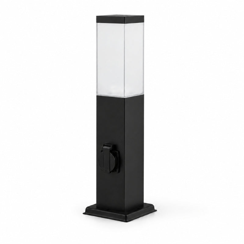 Borne de Jardin 80cm Carré Noir pour Ampoule E27