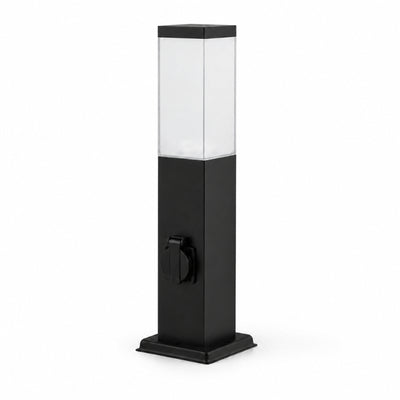 Borne de Jardin 80cm Carré Noir pour Ampoule E27