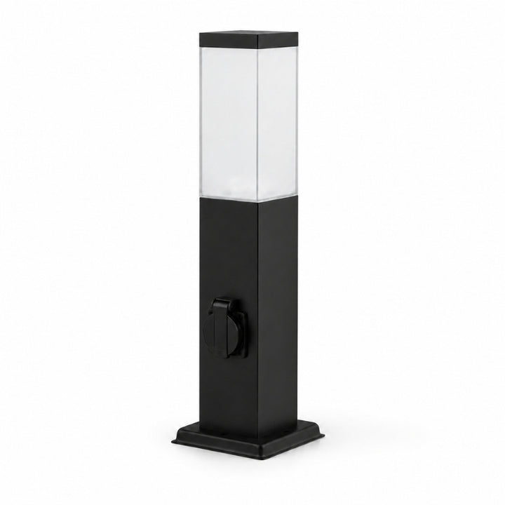 Borne de Jardin 80cm Carré Noir pour Ampoule E27