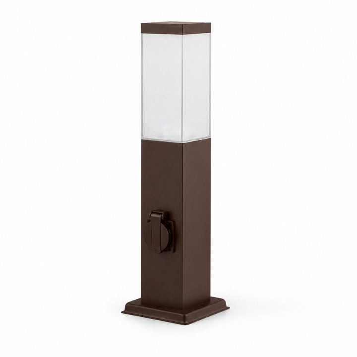 Borne de Jardin 80cm Carré Marron pour Ampoule E27
