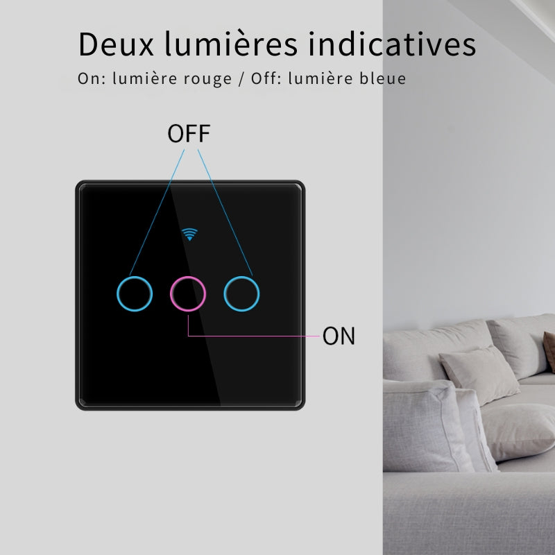 Interrupteur Mural Simple Connecté Wifi Tactile NOIR - Silumen Home