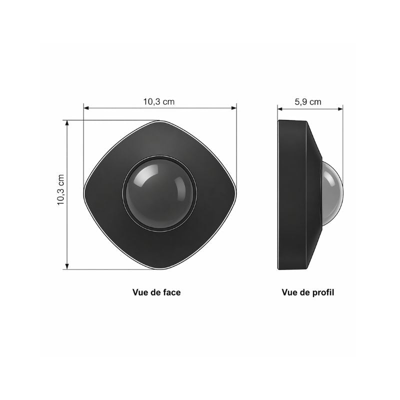 Détecteur de Mouvement IP65 20m 360° Noir