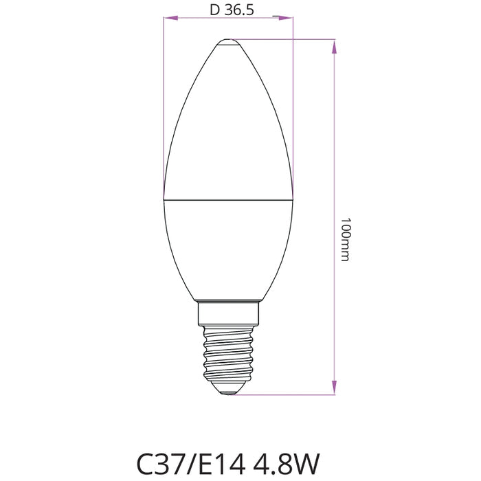 Ampoule LED E14 4.8W C37 180°