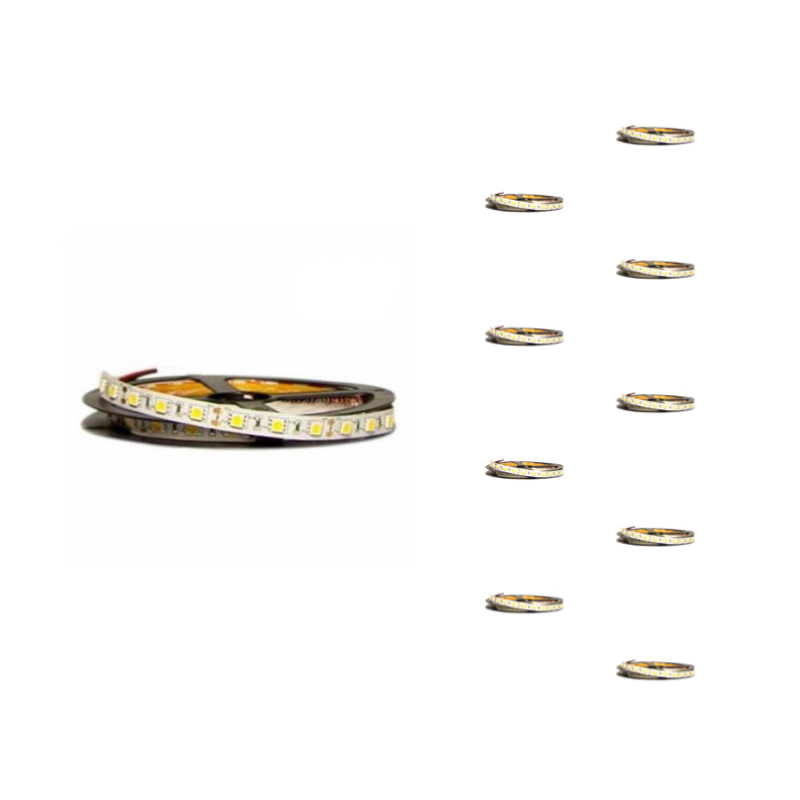 Bandeau LED 12V 5m 5050 60LED/m IP20 - Pack de 5