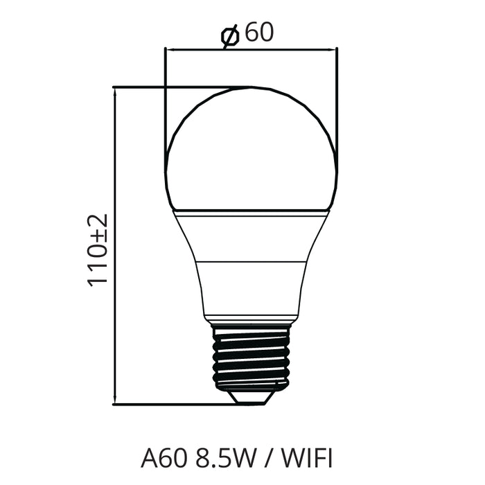 Ampoule LED Connectée Wifi E27 8.5W RGBW A60