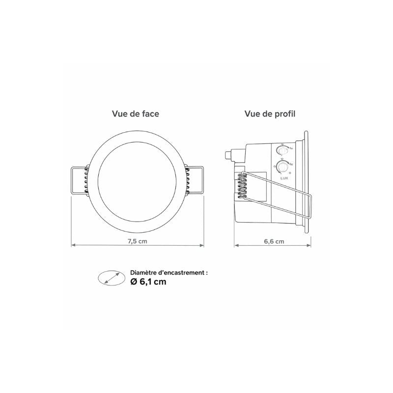 Détecteur de Mouvement Encastré Plafond IP65 6m 360°