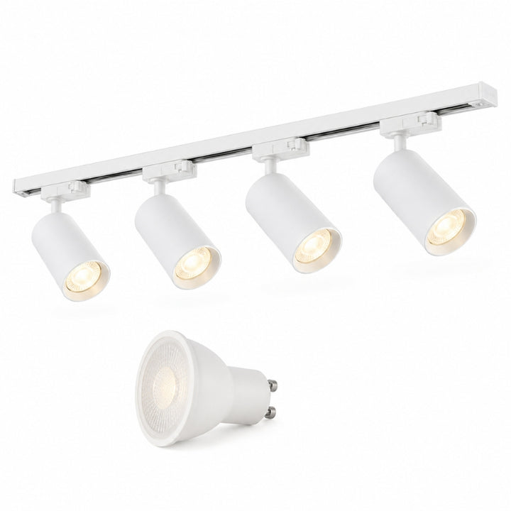 Kit Rail LED Monophasé + 4 Spots GU10 Blanc - 200 cm
