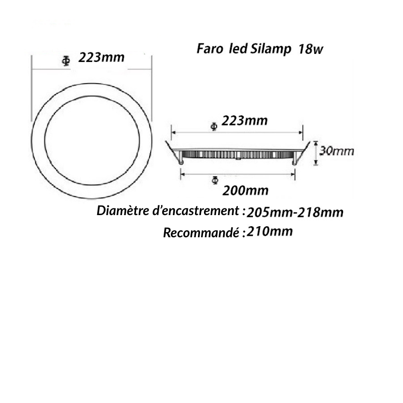 Spot LED Encastrable Rond ALU 18W CCT - 3000K/4000K/6500K