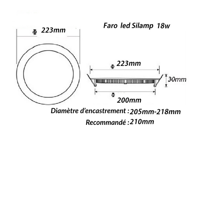 Spot LED Encastrable Rond ALU 18W CCT - 3000K/4000K/6500K
