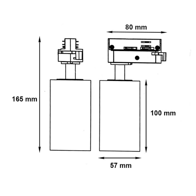 Spot LED sur rail 80° Triphasé pour ampoule GU10