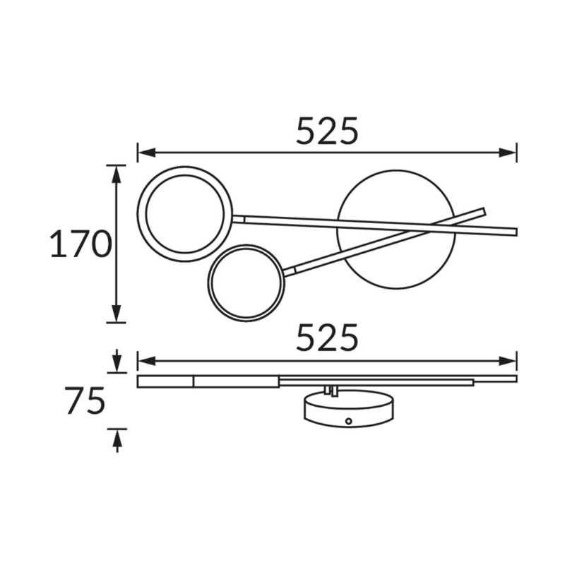 Lampe Murale Moderne Noire et Or 10W - Deux Bras Lumineux