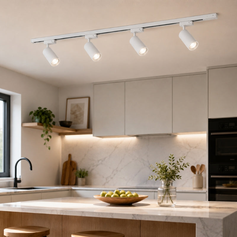 Kit Rail LED Monophasé + 4 Spots GU10 Blanc - 200 cm