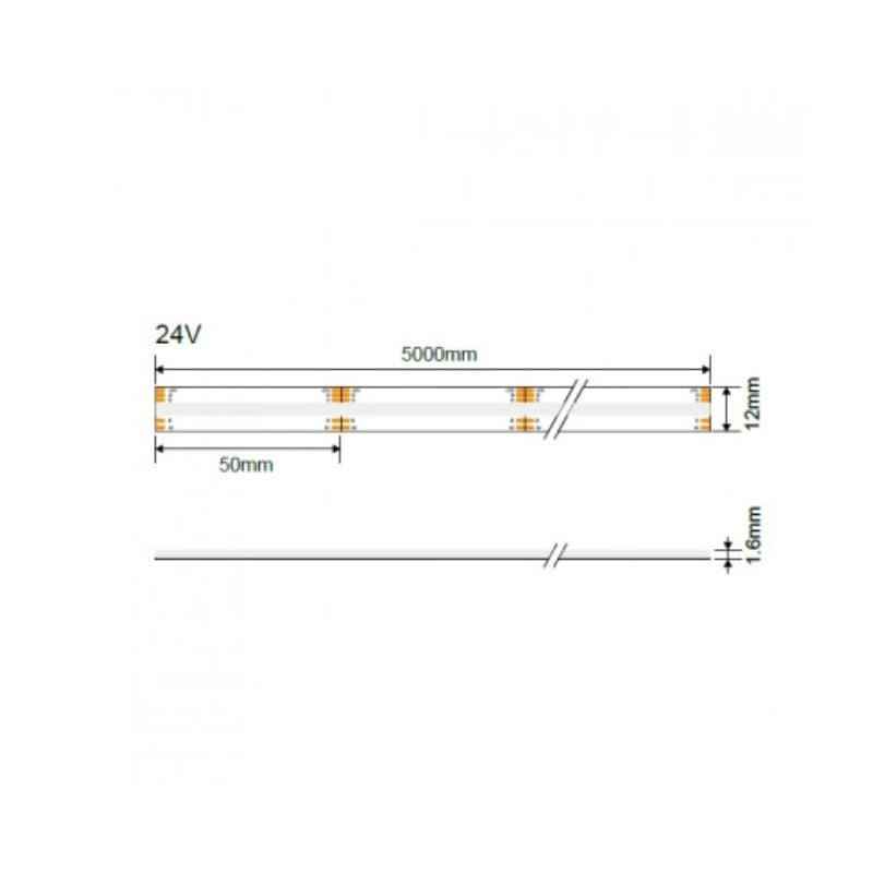 COB-LED-Streifen 24V DC 640LED/m RGBW 5m IP20