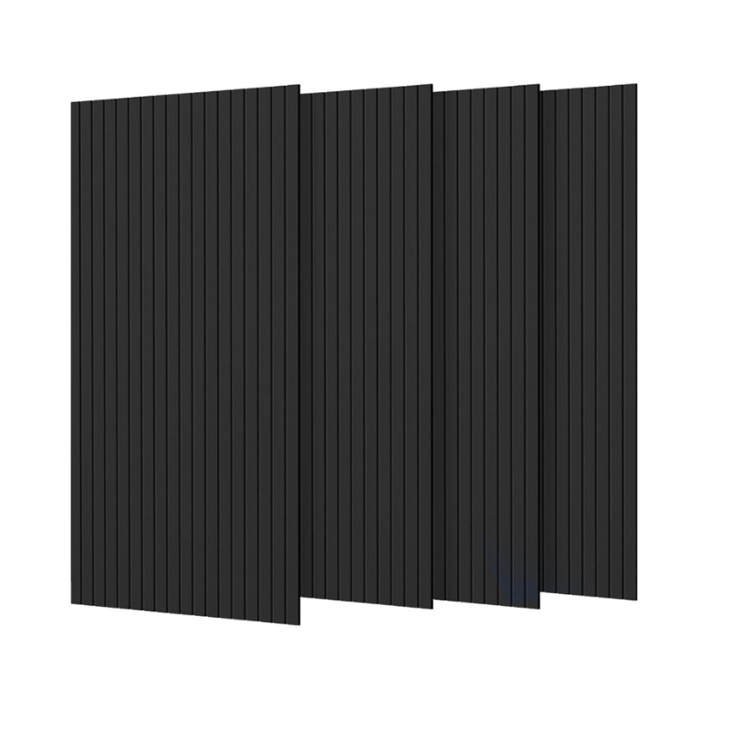 Lot de 4 Panneaux Acoustiques Muraux Bois 240x60x2,2cm - Couleur Noir avec Fond Noir
