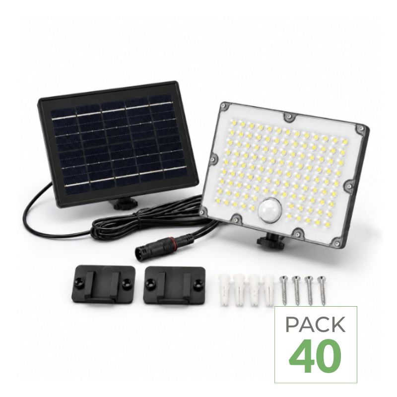 Pakket van 40 - Buiten LED Zonne Schijnwerper 9W IP65 Licht- en Bewegingssensor