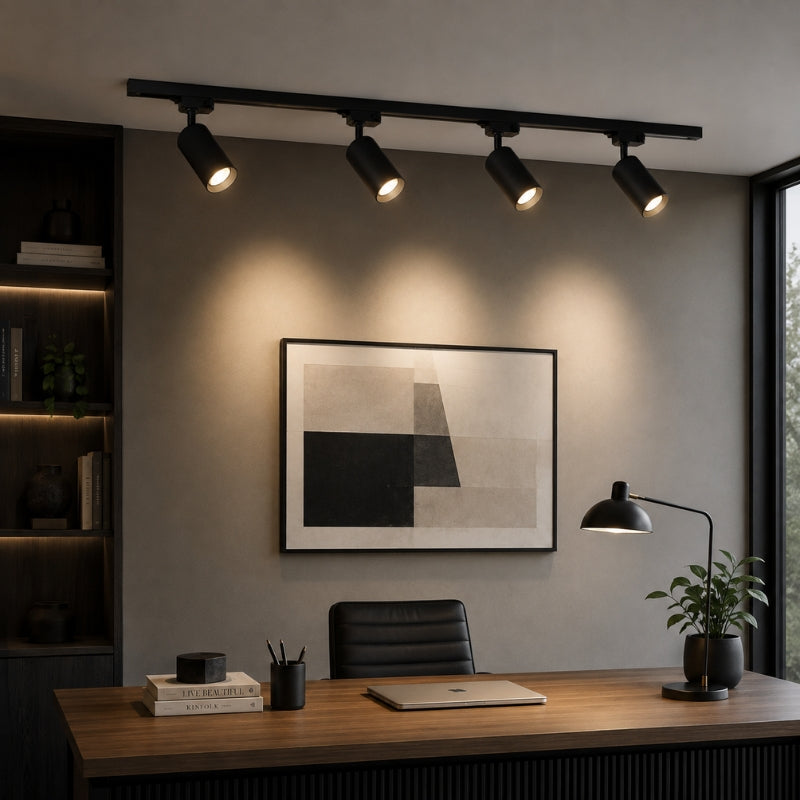 Kit Rail LED Triphasé + 4 Spots GU10 Noir - 200 cm