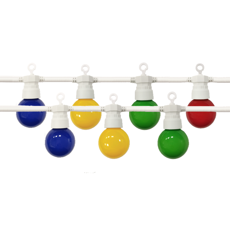 Guirlande Guinguette LED 8m 10pcs IP65 3W avec Câble Blanc