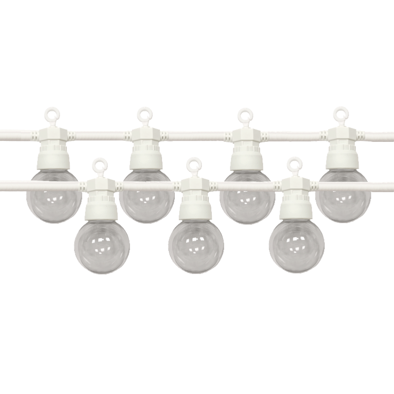 Guirlande Guinguette LED 8m 10pcs IP65 3W avec Câble Blanc