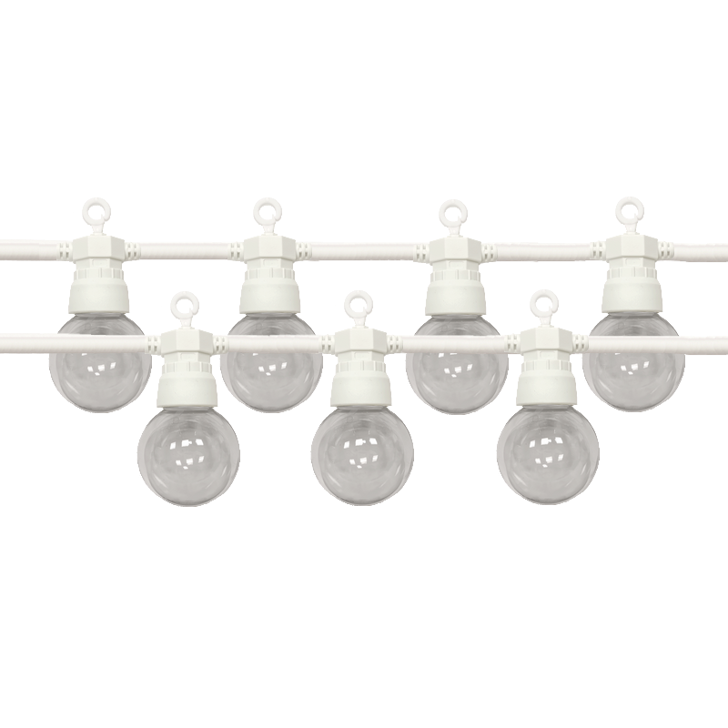 Guirlande Guinguette LED 13m 20pcs IP65 6W avec Câble Blanc