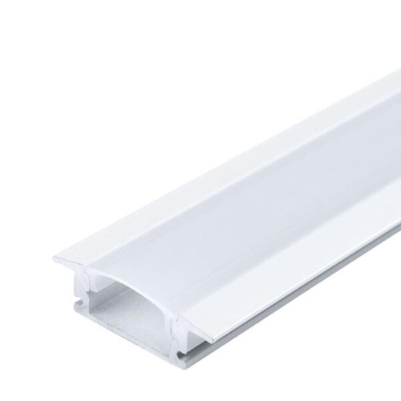Profilé Aluminium encastrable 2m Blanc avec Couvercle Blanc Opaque