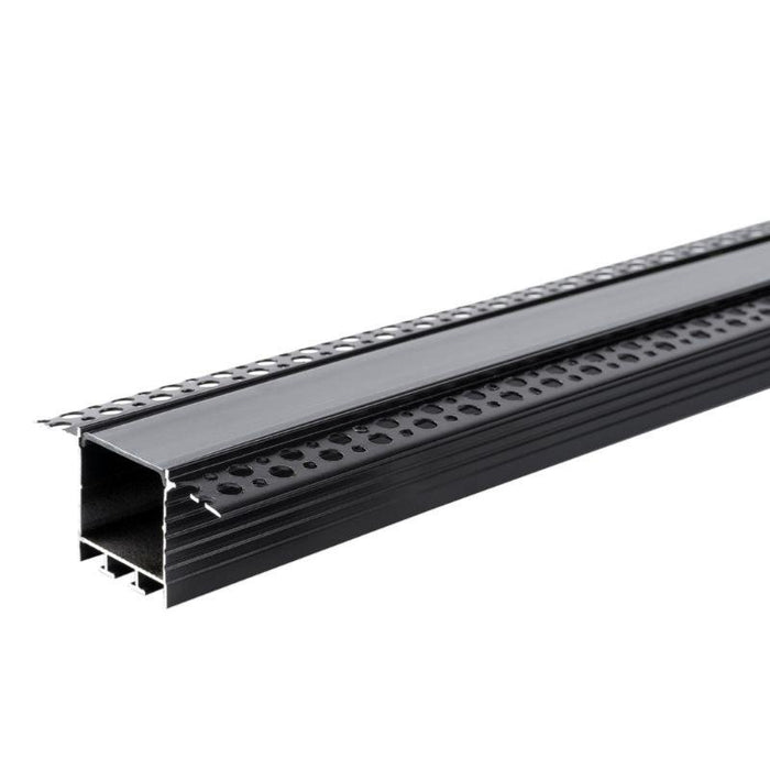 Profilé Encastrable Large 2m Noir pour Ruban LED Couvercle Noir