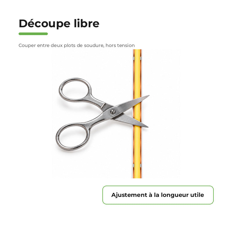 Ruban LED COB 5m Découpe Libre 24V 10W/m IP20 8mm 570lm/m