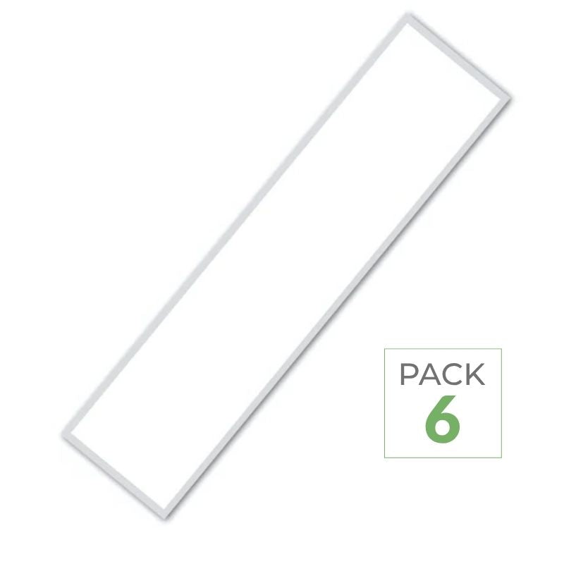 Pack de  6 - Panneau LED 120x30 40W 120lm/W Flicker Free Contour Blanc