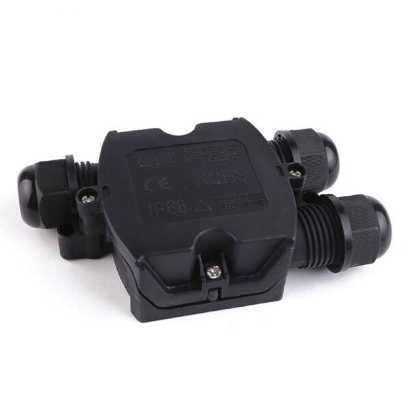 Wasserdichter Steckverbinder mit Eingang und 2 Ausgängen IP68 SCHWARZ