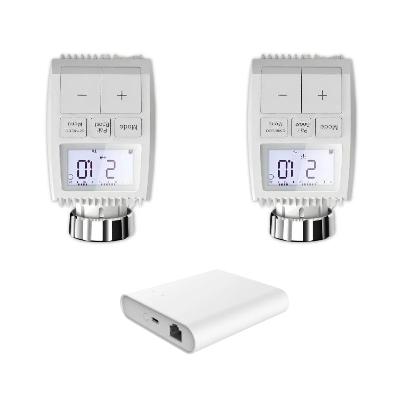 Kit 2 Têtes Thermostatiques Connectées + Ecran + Zigbee Ethernet