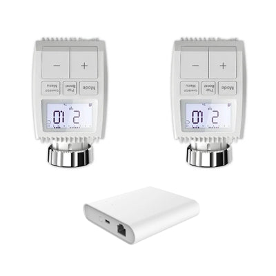 Kit 2 Têtes Thermostatiques Connectées + Ecran + Zigbee Ethernet