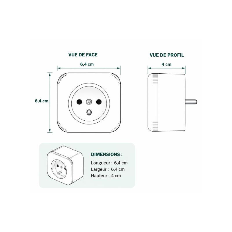 Prise avec Terre Saillie - Blanc