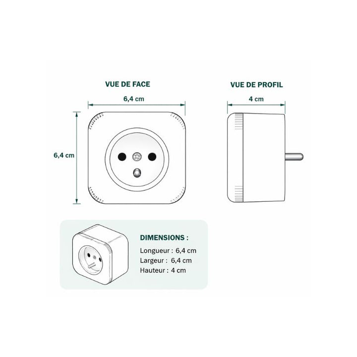 Prise avec Terre Saillie - Blanc