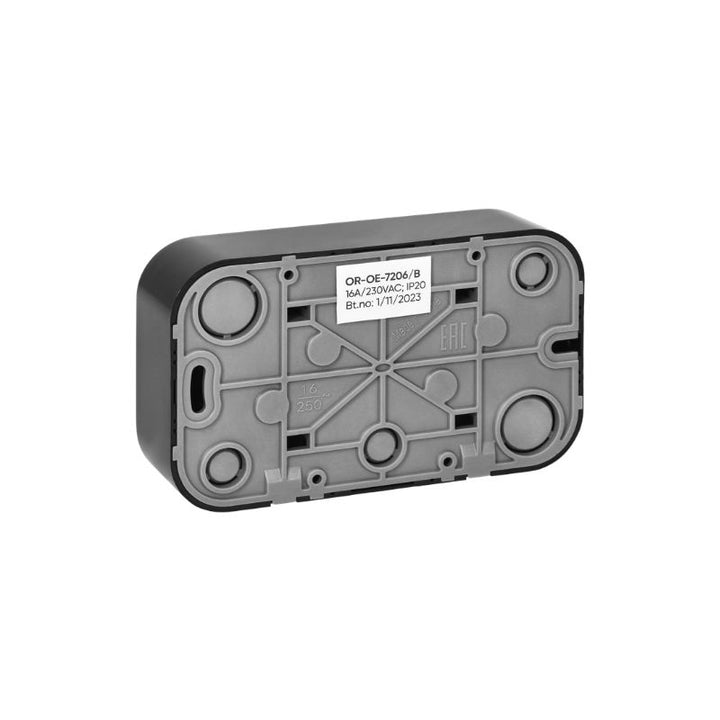 Prise Double avec Terre Saillie - Noir