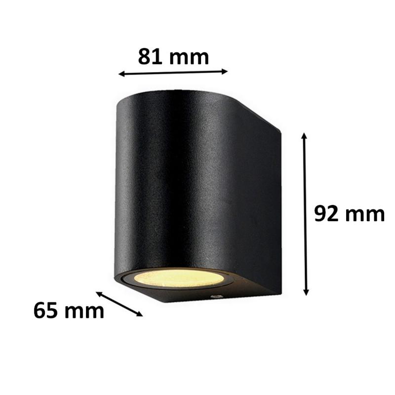 Applique Murale LED Noir IP44 pour Ampoule GU10
