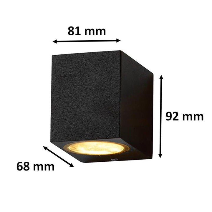 Applique Murale LED IP44 Rectangle Noir pour Ampoules GU10