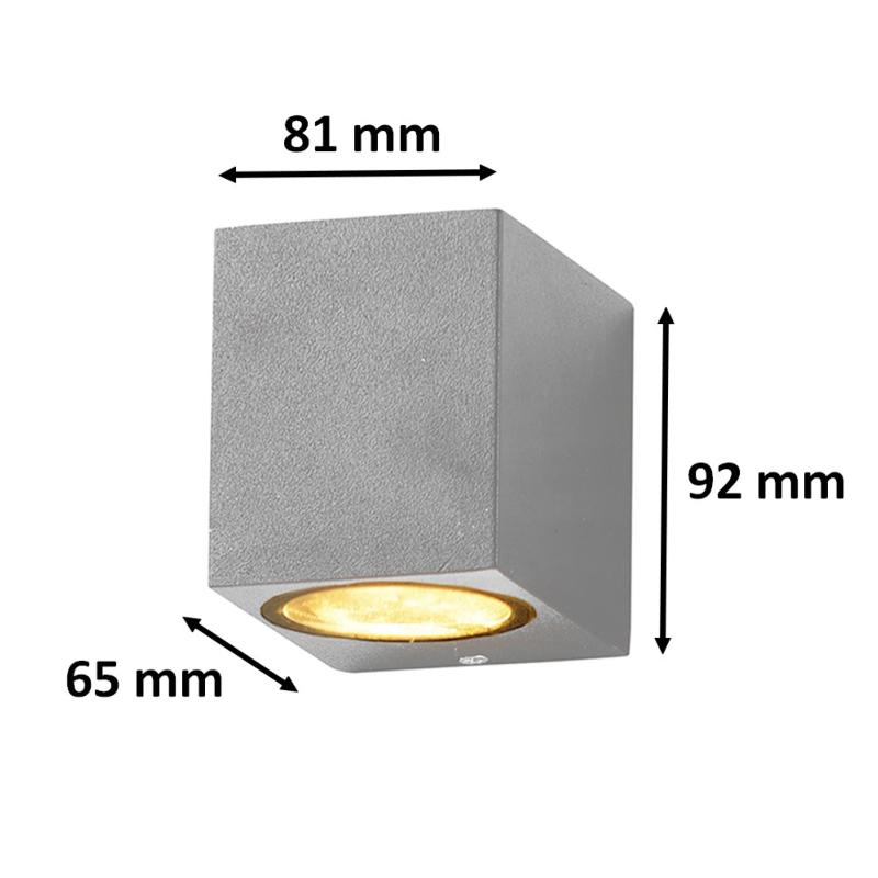 Applique Murale LED IP44 Rectangle Gris pour Ampoules GU10