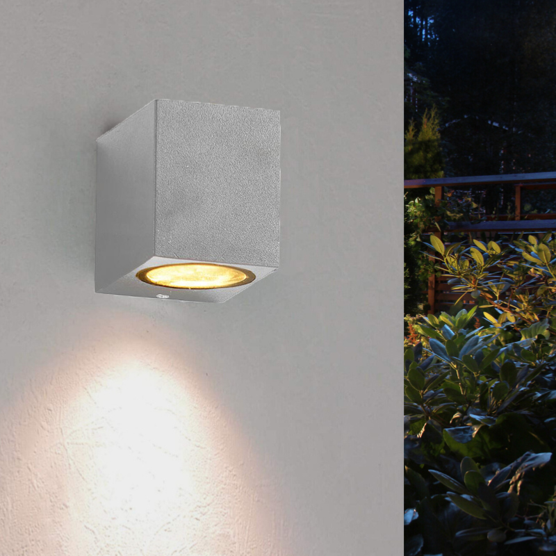 Applique Murale LED IP44 Rectangle Gris pour Ampoules GU10