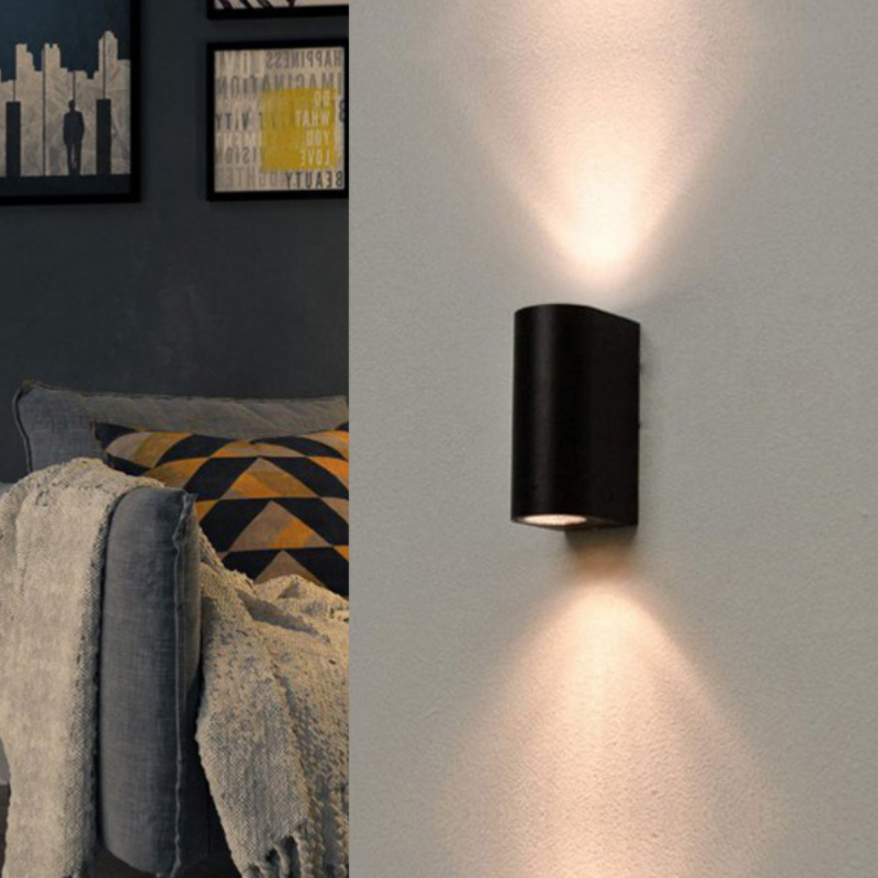 Applique Murale LED Noir IP44 Double Faisceau GU10