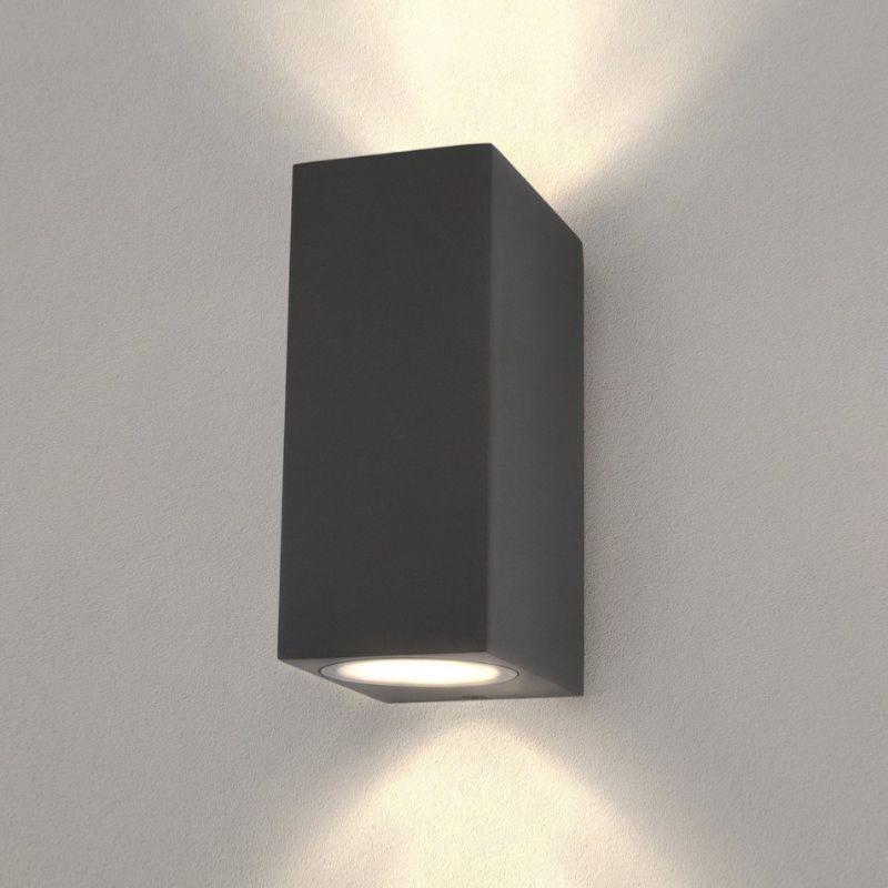 Applique Murale LED Carrée IP44 Double Faisceau GU10 Noir
